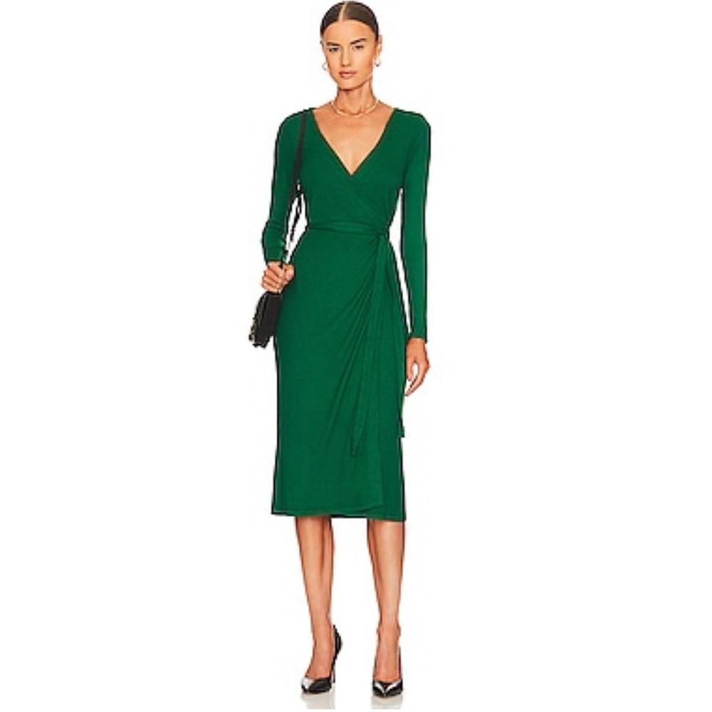 Enza Costa A Coste Wrap Dress in Dark Emerald
